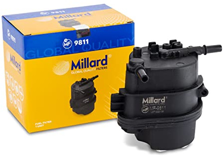 Millard Filters MF-9811 Filtro de Combustible para coche. Incluye puerto rompible para incluir sensor de agua Drenaje M10x1.5. Incluye Juntas necesarias para instalación