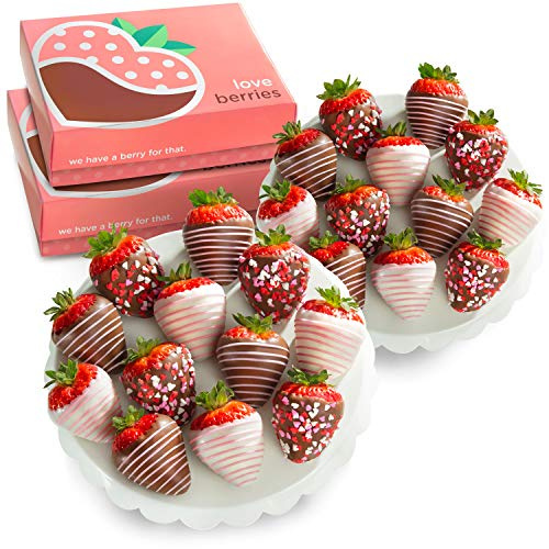 A Gift Inside 24 Love Berries Fraises enrobées de chocolat, fraise, 1 pièce