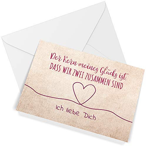 Klappkarte mit Umschlag Liebe Valentinstag Valentinskarte Grußkarte Ich liebe Dich Liebeskarte mit gezeichnetem Herz
