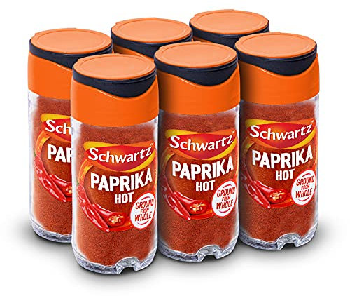 Schwartz Hot Paprika 34 G | Jar | Pack of 6 | A Blend of Paprika & Cayenne Pepper | Spice Up Dips, Sauce and Marinades | Great with Beef and Chicken