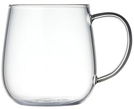 Lurrose Clear Glass Cup with Handle Multipurpose Water Mug for Milk Juice Tea and Coffee Transparent Drinking Cup for Home Kitchen and Daily Use 11.81 Oz