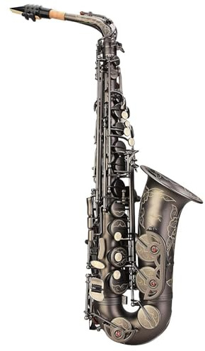 QIONGHA EB Alto Saxophone Sax Brass Lacquered Gold 802 Key Type Woodwind Instrument with Padded Carry Case Gloves Cleaning Cloth Brush Sax Straps Reeds | Brass, Woodwind Instrument, Padded Carry Case, Includes Gloves, Cleaning Cloth, Brush, Straps, Reeds