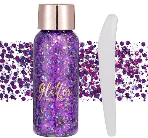 Lentejuelas de sirena con purpurina líquida, sombra de ojos, gel para el cuerpo, festival, purpurina, cosméticos, para el pelo, maquillaje de larga duración, brillo de 30 g (#108 Morado oscuro)