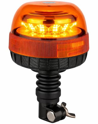 LED Rundumleuchte 12V 24V ECE R65 R10 E4 – 24W Warnleuchte mit Gummifuß – 2 Blitzmodi – IP65 wasserdicht – Rundumkennleuchte für Traktor LKW Anhänger 125x200mm