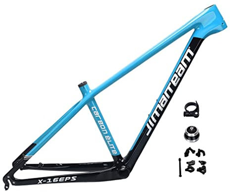 Carbon MTB Rahmen 27,5er 29er Hardtail Mountainbike Rahmen 15/17/19'' Scheibenbremsrahmen Steckachse 142mm QR 135mm Austauschbar, Mit Zubehör (Color : Blauw, Size : 29 * 17'')