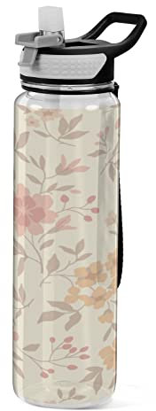 Womens Cycling Water Bottle Boys Girls Water Bottles Vintage Floral Reusable Water Bottle for Men