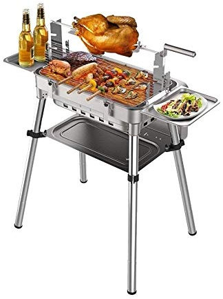 Barbecue Holzkohlegrill Edelstahl Faltbarer BBQ Grill mit Tragetasche für Outdoor Camping Wandern Picknicks