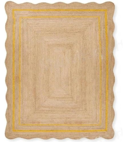Jaipur Art And Craft Natürlicher Jute-Bodenteppich, Bohemian-Stil, handgefertigter Jute-Teppich, dekorativer Teppich in Gelb und Braun– (2x8 Quadratfuß)