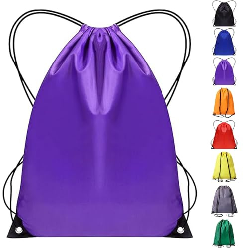 WESTWOOD FOX Gymnastikväska med dragsko, gymväska, polyetenryggsäck för kvinnor och män, simväska, resor, strand, skola, semester, lämplig för sport, barn, pojkar, flickor, Lila, 39cm/15.4 inches
