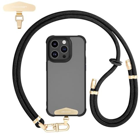 Zimoer Universal Phone Lanyard and Wrist Strap Set, Adjustable Neck Strap with Metal Buckle Compatible with Most Mobile Phones (Black)