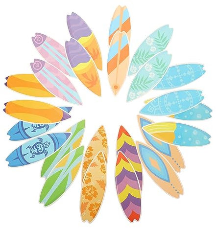 SKISUNO 60stücke Surfboard Aufkleber Bunte Hawaii Dekoration Für Partys Klassenzimmer Und Pinnwände Leicht Und Tragbar Für Sommerfeste Und Tropische Themen