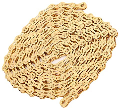 11-Gang-Mountainbike-Kette, 116 Glieder Fahrradkette, 1/2 Zoll X 11/128 Zoll Kohlenstoffstahlkette – Gold