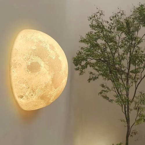 GUANSHAN Simulation 3D-Wandleuchte, Mond, Wandleuchte, dekorativ, kreativ, Hintergrund, Wanddekoration, für Flur, Allee, Treppe, Nachttisch