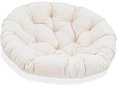 JIcloun Papasansessel Kissen 150cm, Stuhlkissen für Papasan Chair, Wasserdicht Dicke Bodenkissen Rund Groß, Runde Ersatzpolster für Hängesessel Rattansessel Korbsessel Outdoor Gartenmöbel Weiß