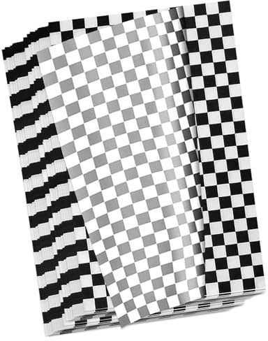 TakFree Greaseproof Paper Sheets, 100 Pcs, 12 x 7.5 Inch, Black & White, Plastic Free, Food Wrap, Sandwich Wrapping Paper for Deli, Hamburgers, Cake