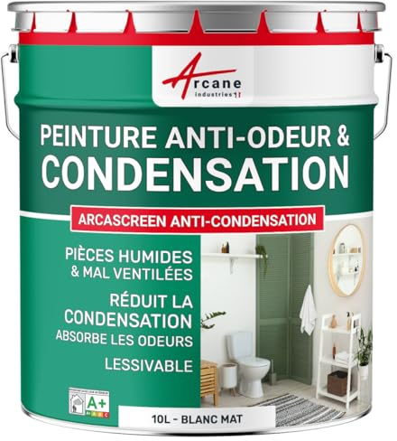 Pintura Anticondensación, Antiolor, Moho - ARCASCREEN 10 L Blanco | Anticondensación y Antiolor, Limita el Moho, Lavable, Paredes y Techos, Ambientes Húmedos - Arcane Industries