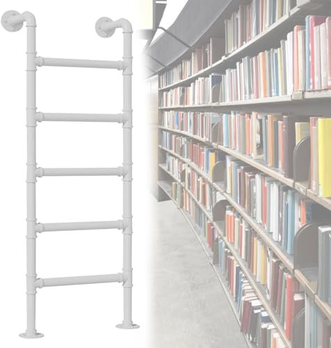 Quixnova An der Wand montierte Metallleiter, 1,0–3 m hohe Ausstiegsleiter für Kellerfensterschächte, Feuerleiter im Notfall, Leiter für Etagenbetten im Dachgeschoss, Größe anpassbar,White-160cm