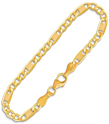 EDELIND Goldarmband Damen Herren 333 585 Echtgold 3.5 mm - Fantasiekette Gelbgold & Bicolor 18-24 cm Länge - auch 375 750 Gold Armkette mit Geschenkbox