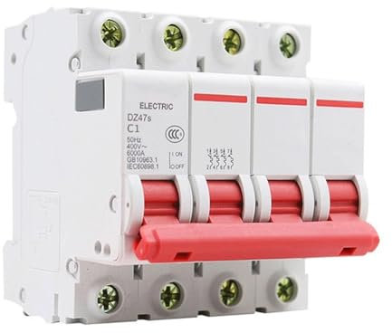 MOUMOUTEN Leitungsschutzschalter, DZ47-63 4-poliger AC400v 1A Leitungsschutzschalter Überlastschutzschalter zum Schutz von Stromkreisanlagen