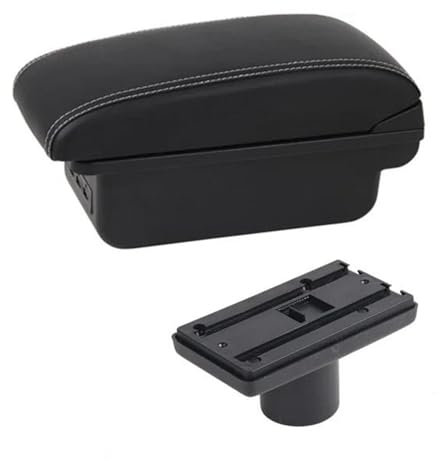 QIBBEI Fácil de Limpiar Compartimento De Reposabrazos para Coche, Decoración De Estilo De Contenido De Tienda Central con Portavasos USB, para Ibiza 6j 6L(C White Line 1)