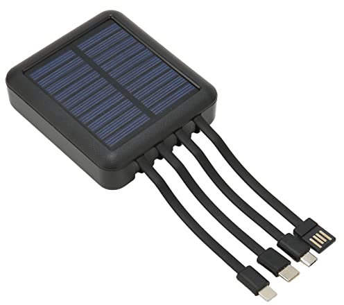 Power Bank Solare Impermeabile da 20000 MAh con 4 Porte USB per attività All'aperto - Adatto per Telefoni, Tablet e Altro - Materiale ABS Resistente (BLACK)