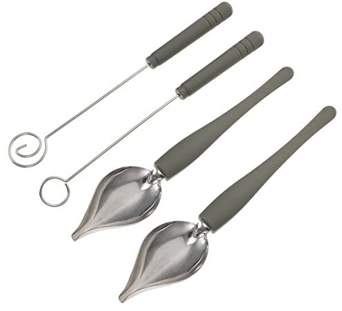 DECHOUS 4pcs Stainless Steel Sauce Painting Spoon for Chocolate Fondue Dipping Western Food Decor Culinary Tool