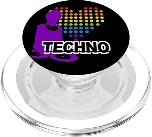DJ con tocadiscos y corazón, tambor y bajo, tecno PopSockets PopGrip para MagSafe