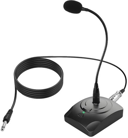 ltteea Microphone pour PC Plug & Play 6,5 mm avec suppression du bruit, bouton muet, col de cygne réglable à 360° pour bureau, Mac, Windows, PS4, jeux, streaming, podcasting (5 m)