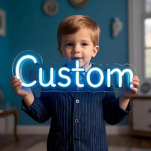 Neon Schild Personalisiert Neon Sign Personalisiert, LED Leuchtschilder Anpassbar für Wanddeko Schlafzimmer Gaming Bar Geburtstag Hochzeit Party Salon Geschäft Heim Lichtzeichen Geschenk