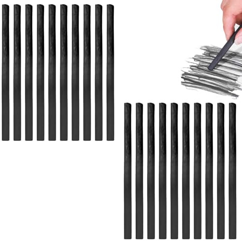 20 PCS Willow Charcoal Sticks – 5-7mm Black Charcoal for Sketching, Drawing, Shading – Professional Artist Pencils for Fine Art, Beginners, Students – Smooth, Easy to Blend