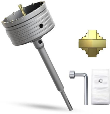 METOTY 110mm Concrete hole saw drill bit,with SDS Plus adapter 220mm drill bit socket，for masonry, brick, concrete, cement, stone