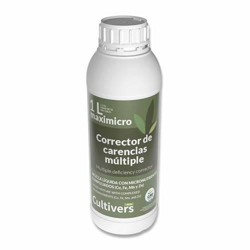 CULTIVERS Corrector Carencias Plantas 1 L Abono Ecológico con Hierro Cobre Manganeso Boro y Zinc | Fertilizante líquido con micronutrientes para carencias nutricionales en huerto y jardín