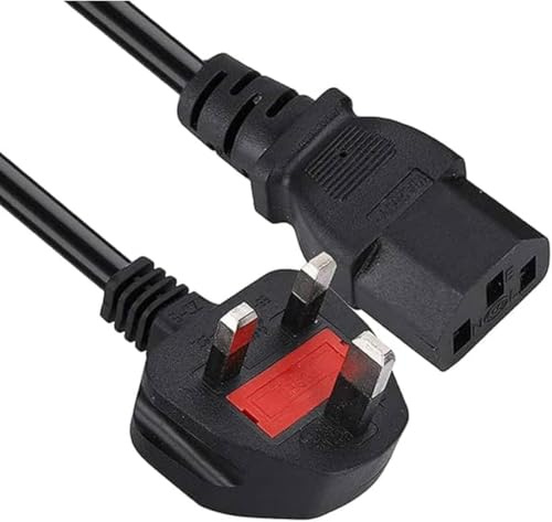 3-Pin UK Power Cable, Kettle Mains Power Lead/Power Cord Cable For Laptop Charger, Mains Lead for PC Power Supply Cable Cord Compatible with Computer, Monitor, Printer, Laptop Charger (1 Meter)