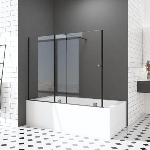 Duschwand für Badewannen Schiebetür 125 x 120 cm Schiebetuer badewannenaufsatz badewannenwand aus 6mm Sicherheitsglas Einstellbarer Breitenbereich 70–125 cm