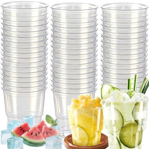 Rliocvhe 50 Vasos de Pl¨¢stico Reutilizables 200 ml, Vasos Plastico Duro, Copos Festa, Vasos Sidra Plastico Duro Para C¨®cteles, Champ¨¢n, Cerveza, Martinis, Para bodas, fiestas, Navidad