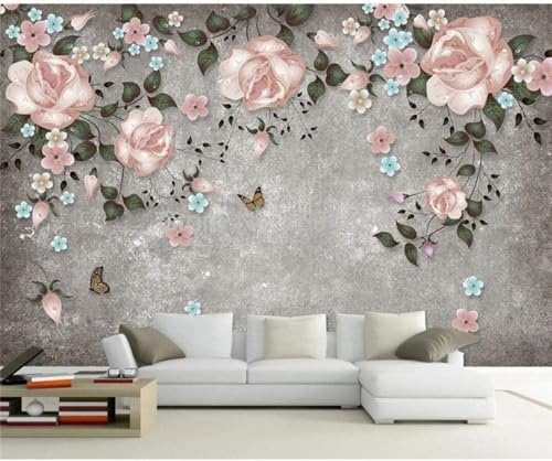 Minimalistisch Retro Bunt Blumen Schmetterlinge 3D Tapeten Tapete Luxus Home Esszimmer Fototapete Effekt Wohnzimmer Schlafzimmer Kinderzimmer-200cm×140cm