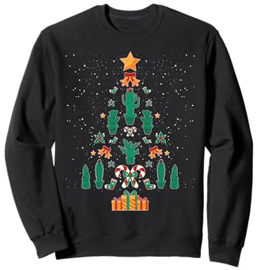 Succulent Cactus Christmas Tree Xmas Sweatshirt