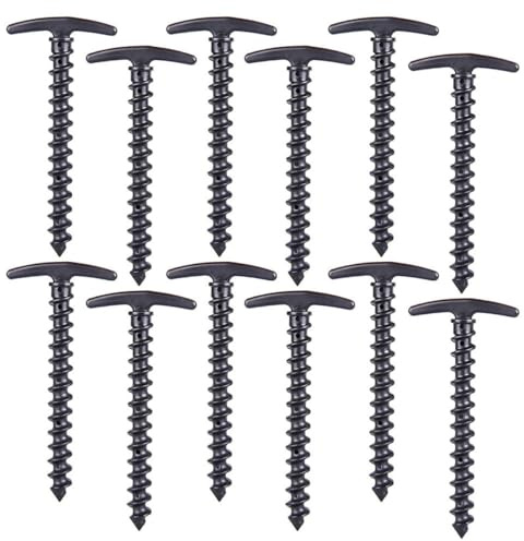 BEBEMOKO 20 Stück Nylon Spiral Zeltnägel mit T-Griff aus Kunststoff Winddichte Zeltheringe für Camping Strand Wiese Zeltbefestigung und Outdoor Zubehör
