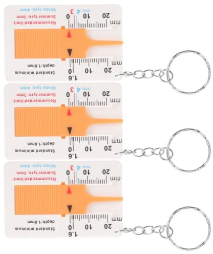 NOLITOY Set da 3 Misuratori di Profondità del Battistrada per Pneumatici in Plastica Strumento Compatto per Misurare L’Usura del Battistrada Auto Misura Precisa per Sicurezza di Guida
