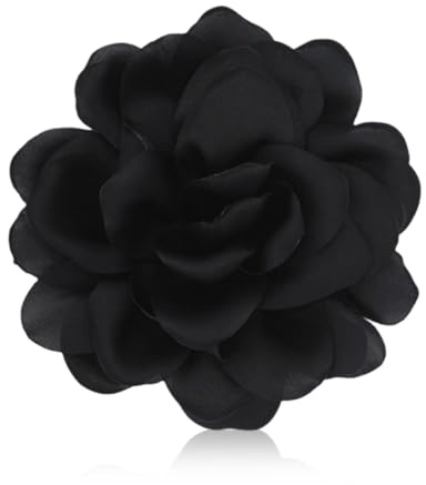 ZUWIJEQ Broche Fleur De Roses, Broche Femme Vetement, Grande Broche De Mousseline, pince cheveux mariage, Barrette à Fleurs, Élégante Bijoux Cheveux, Broche Fleur Pour Mariage, Fête, Danse(Noir)