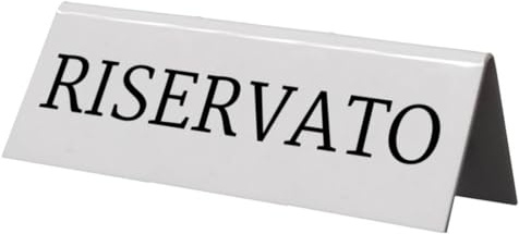 SECURIT - Set da 5 Segnatavolo Riservato - Per Caffè, Ristoranti, Bar - Scritta in Italiano - 5x10x4,5cm - Colore Bianco