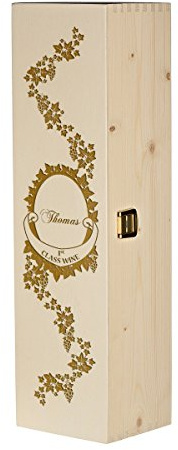 polar-effekt Weinkiste Holzbox mit Gravur – Personalisierte Geschenkbox für Weinflasche Weinpräsent – Aufbewahrungskiste Geschenkidee zum Geburtstag oder Weihnachten