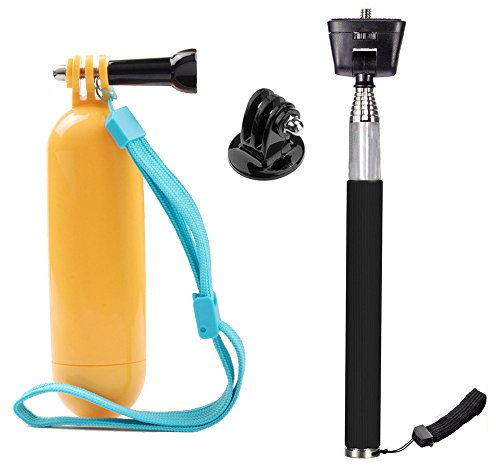 TEKCAM Action Camera Selfie Stick Floating Handle Grip Compatible with Gopro Hero 13 12 11 10 9 8/AKASO EK7000/Pro/Brave 7/Insta360 X5/Jadfezy/WOLFANG/Apexcam/Surfola Action Camera Accessories Kit