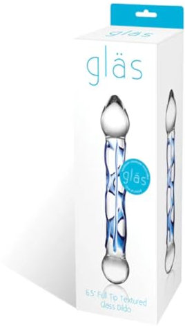 Glas Full Tip Textured Glass Dildo, Blue