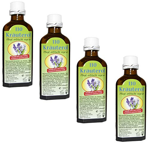 110 Kräuteröl Massage-Öl Funktionsöl Körperpflegeöl mit Vitalkräften aus Kräutern für Körperpflege(4 Flaschen)