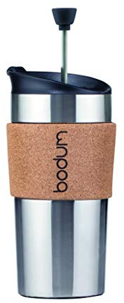 Bodum 11067-109S TRAVEL PRESS Mug à piston isotherme en inox double paroi avec couvercle à clapet, 0.35 l