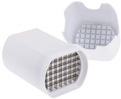 MIJOMA Kartoffelschneider Pommes Schneider aus Edelstahl – manuelle Gemüseschneider 12mm für gleichmäßige Stifte – Spülmaschinengeeignet – 10x7x13 cm – Weiß