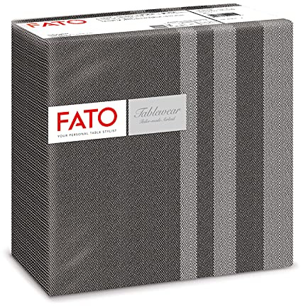Fato, serviettes en papier, airlaid, effet textile, paquet de 50 serviettes, format 40x40 pliées en 4, motif tweed noir