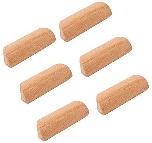 Frolahouse Möbelgriff aus Holz, Lochabstand 64 mm (mit Befestigungsschrauben), für Schrankmöbel, Schminktisch, Schubladen, Kleiderschrankgriffe, 6 Stück