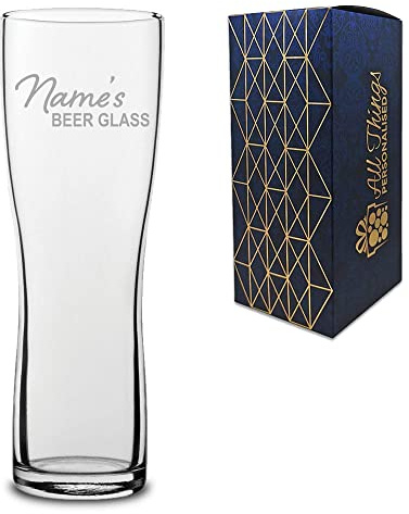 Personalised Engraved Aspen Pint Glass with Name's Beer Glass Design, Gift Boxed, Personalise with Any Name